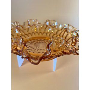 Vintage Honey Amber, Art Glass Candy Dish or Decorative Bowl, ? Fenton